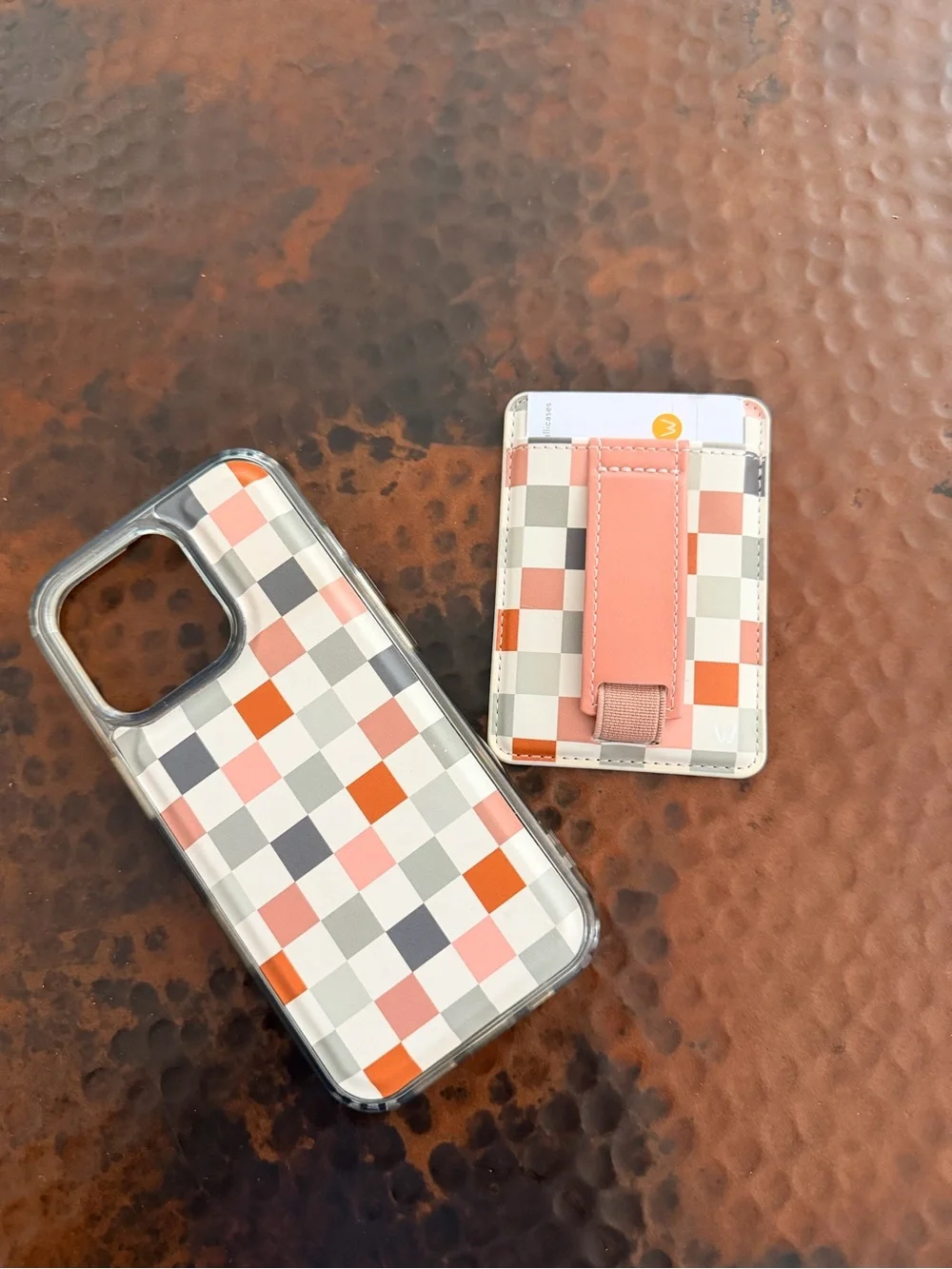Walli Cases Coastal Check Magnetic Phone Case and Card Wallet Set